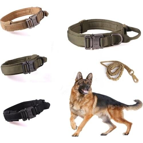 Dog Collar and Leash Military Tactical Pets Dog Collars Leash Control Handle Training Pet Dog Collar For Small Large Dogs