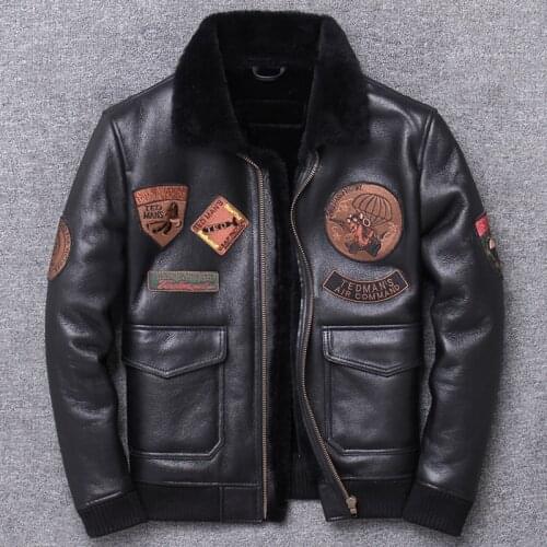 2020 Pure Coat One Genuine Clothing Multi Target Air Force Pilot Serve Lapel Short Fund Leather And Fur Loose Real