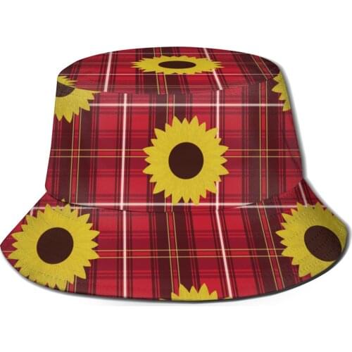 CINESSD 2021 Fishermans Hat Unisex Fashion Bob Cap Plaid Sunflower Pattern Hip Hop Gorros Panama Windproof outdoor Bucket Hat