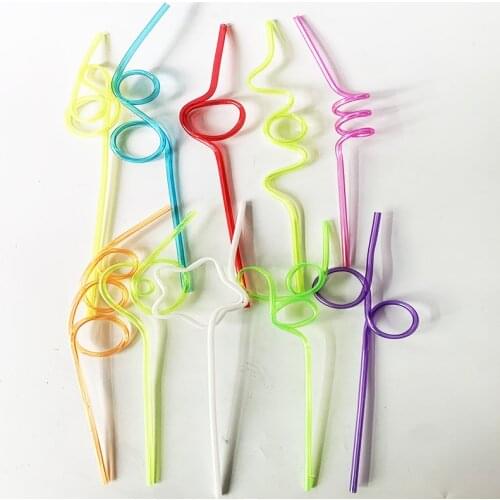 5/10Pcs Creative Colorful Crazy Curly Loop Plastic Drinking Straw for Wedding Birthday Party Kid Gift Bar Decorative Accessories