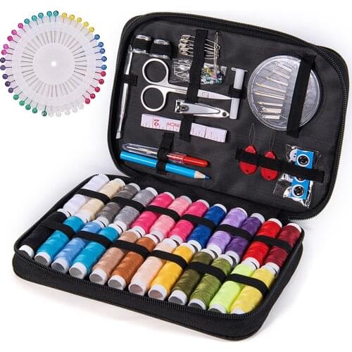 DIY Sewing Supplies with Case Threads Scissors Thimble Portable Mini Sewing Kit Beginner Traveler and Emergency Clothing Fixes