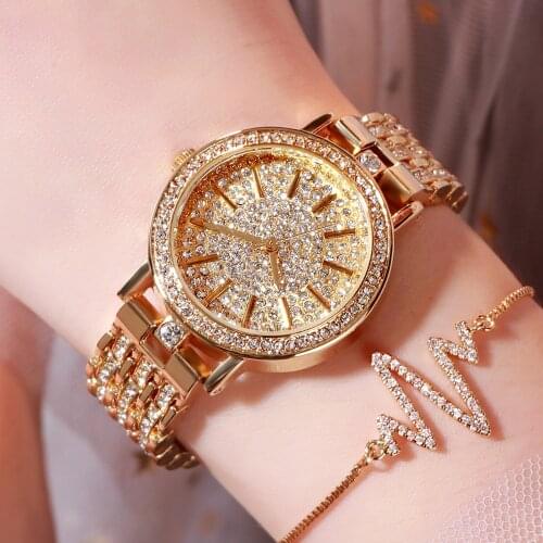 Luxury Full Diamond Womens Watch Crystal Ladies Bracelet Wrist Watches Clock relojes Quartz ladies watches for women 835935