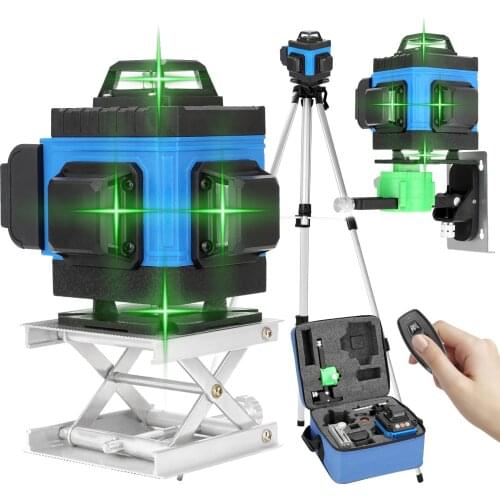 16 Lines 4D Laser Level Horizontal and Vertical Cross Lines Self-leveling 360 Laser Level Tool + 1.5M Adjustable Tripod Stand
