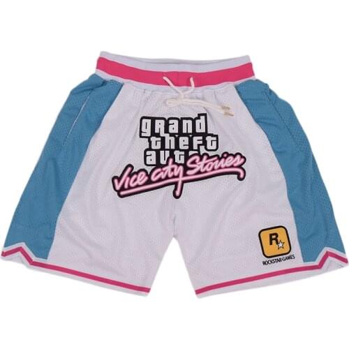 BG Basketball shorts GTA VICE Embroidery sewing Zip pocket outdoor sport big size various styles white sandbeach shorts