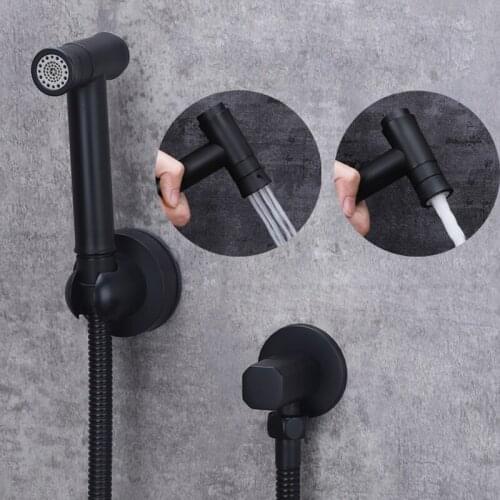Bidet Faucets Black Brass Nail Free Single Cold Toilet Corner Valve Handheld Hygienic Shower Head Wash Pet Sprayer Airbrush Taps