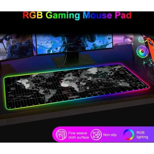 LED RGB Backlight Map Snow Lion Light Pattern Desktop Gaming Mouse Pad Cushion