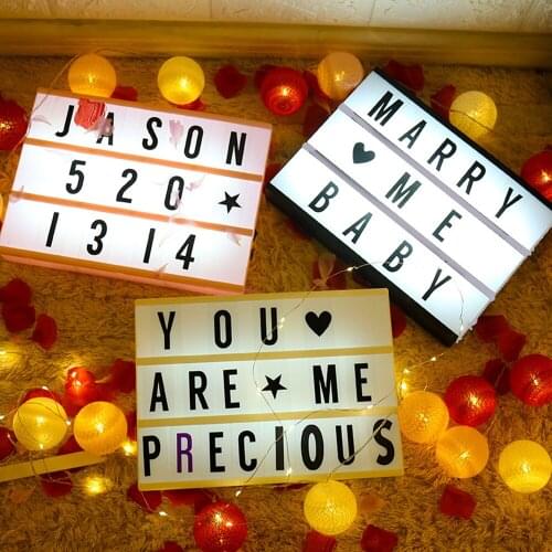 A4 A5 A6 DIY Letters LED Combination Light Box Night light USB / AA Battery Powered Symbol Cards Table Lamp Message Board