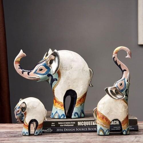 Creative Resin Elephant Sets Home Decoration Crafts Hand Painting Ornaments Mascot Office Display Furnishings Decor Figurines