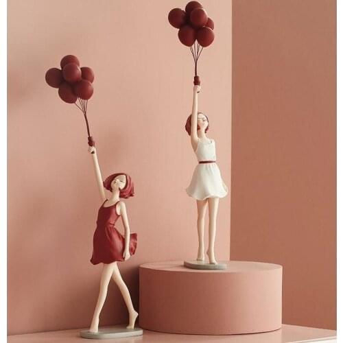 European Style Balloon Girl Decoration Home Living Room TV Wine Cabinet Resin Decoration Creative Entrance Wedding Holiday Gift