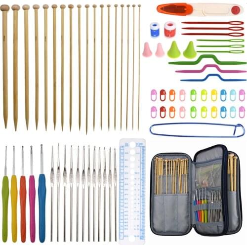 KOKNIT Knitting Needles Hooks Set 36pcs Straight Knitting Needles 17pcs MIX Size Crochet Needles Sets with Travel Storage Bag