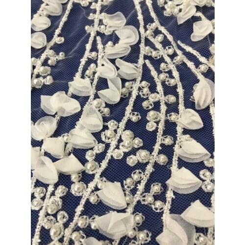 High-quality boutique white wedding bead + 3D flower embroidery dress, suitable for high-end wedding dress/gx
