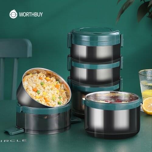 WORTHBUY Japanese Leak-Proof Lunch Box 18/8 Stainless Steel Bento Box For Kids School Thermal Food Container Kitchen Food Box