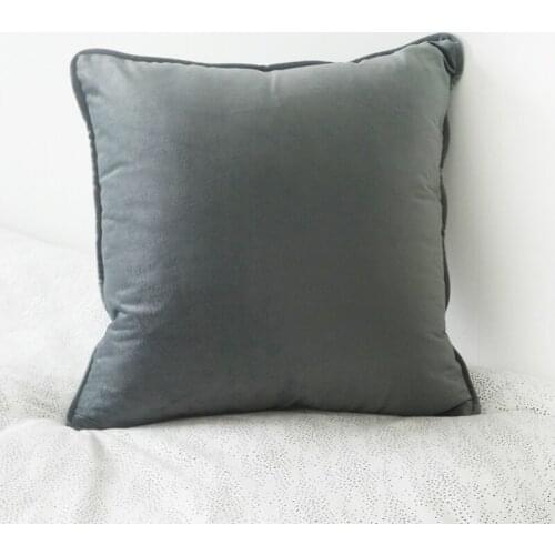 Bright Gray Piping Design Velvet Cushion Cover Pillow Case Lovely Soft Pillow Cover No Balling-up Without Stuffing