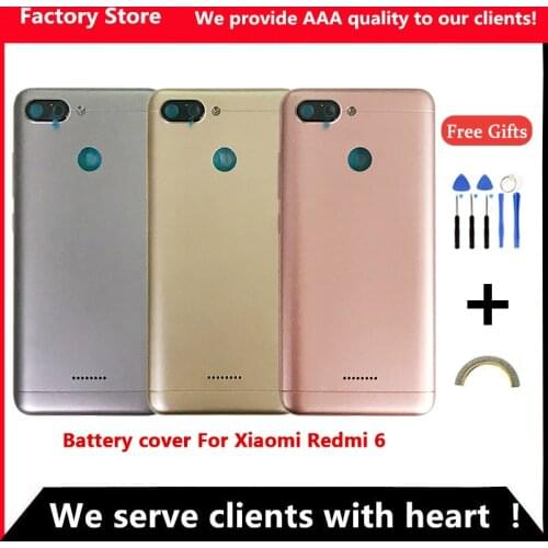 Battery Back Cover For Redmi 6 Battery Cover Back Case For Redmi 6A Back Cover Housing +Volume Power Buttons Cameca Lens