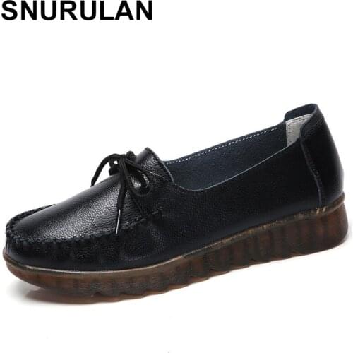 SNURULANWomen shoes white loafers for women casual nurse flat shoes light walking shoes genuine leather Zapatos Mujer sneakers