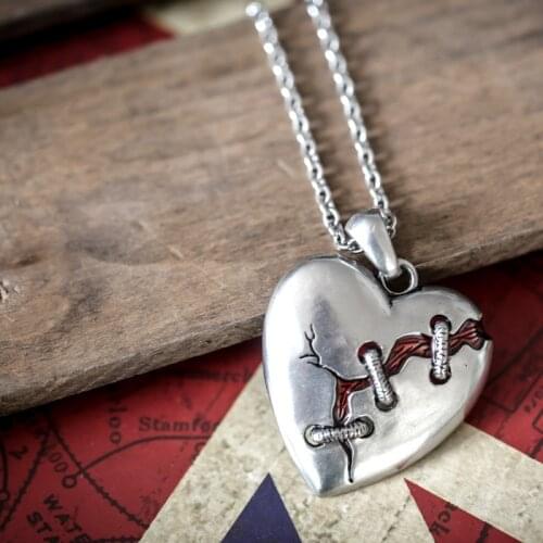 'Heal The Wounded Heart' Pendant Necklaces Fashion Women 925 Silver Heart Jewelry Gift for Girlfriend