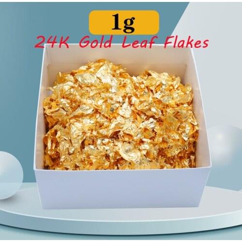 1g 24K Edible Gold Foil Sheets Powder for Cake Food Decoration Chocolate Wine Serum Arts Food Grade Gold Leaf Flakes Gold Leaf