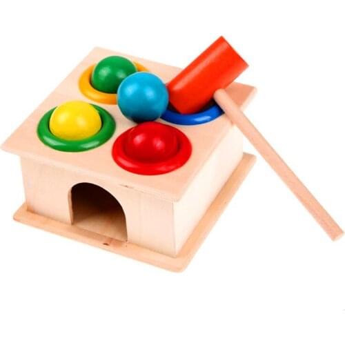 Wooden Hammering Ball Hammer Box Kids Fun Playing Hamster Game Toy Early Learning Educational Toys For Children