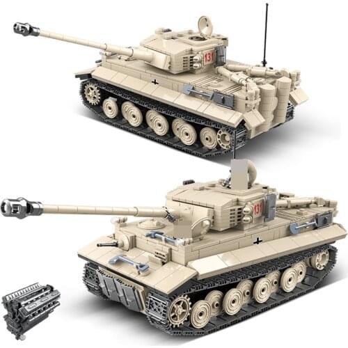 1018PCS TIGER 131 Military Tank Model Building Blocks WW2 German Army Soldier Weapon Heavy Tanks Bricks Toys For Children Boys