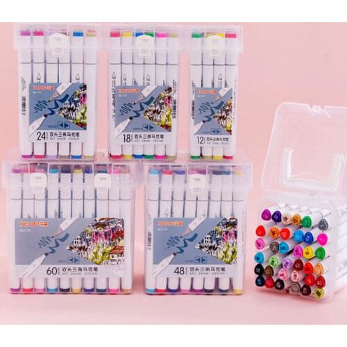 12/18/24/36/48/60 Colors Markers Pen Permanent Double Tips Graphic Skewing Drawing Liner Artist Dual Headed Alcohol Maker Pens