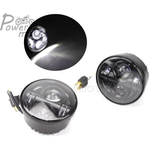 2pcs Motorcycle LED Headlight 4.65 Inch Dual Headlamp Black For Harley Dyna Fat Bob FXDF 2008-2016 High Low Beam Head Light