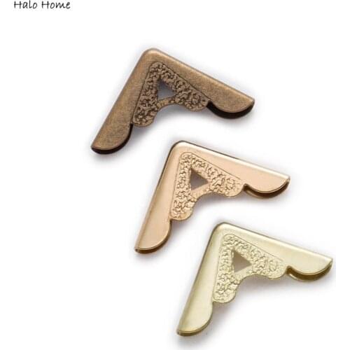 50 Piece 3 Colors Hollow Book Scrapbooking Albums Folders Gift Box Photo Metal Corner Protectors Wooden Case Decorative 25x17mm