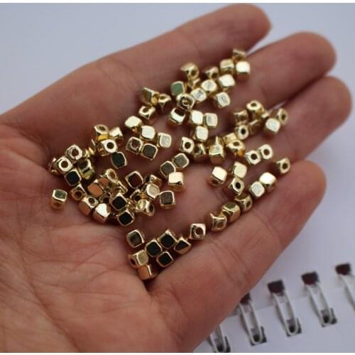 260pcs/pack 4mm Gold Spacer Beads Square shape, Spacer acrylic beads For ChunkyJewellery