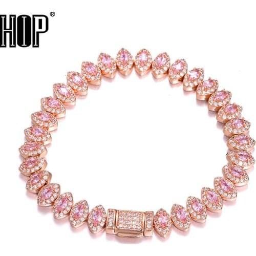 Hip Hop 8MM Bling Iced Out Horse Eye CZ Copper Setting AAA+ Cubic Zirconia Stones Bracelet For Men Women Jewelry