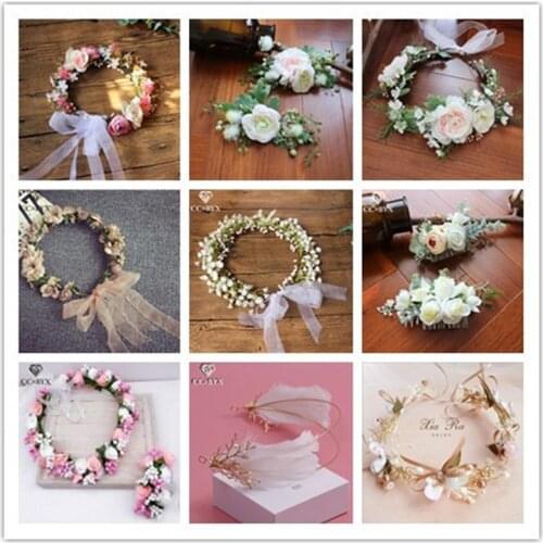 CC Engagement Hair Accessories For Bridal 100% Handmade Wedding Jewelry Romantic Yarn Flower Shape Forest Style Party Beach Gift