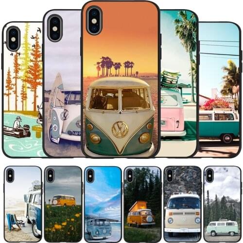 Combi Van Surf black Silicone Phone Case For iPhone 12 XR XS Max 5 5S SE 2020 6 6S 7 8 PLUS X 11Pro Max 11 Cover