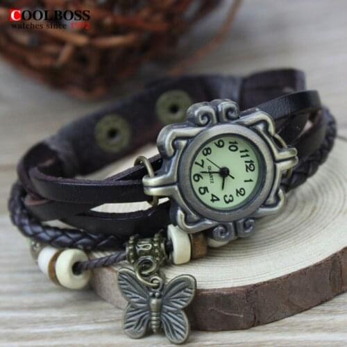 Colorful Retro Rivet Braided Bracelet Vintage Multilayer Faux Leather Strap Band Wrap Women Bracelet Quartz Wrist Watch Female