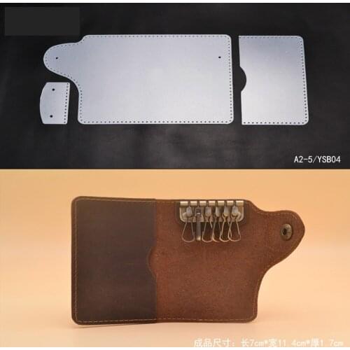 DIY leather craft key ring card holder small wallet pvc template sewing
