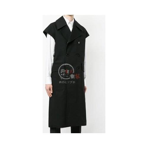 And Spring Autumn Edition Youth Long Trench coat style vest, suit jacket British fashion mens sleeveless casual jacket loose