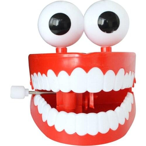 Halloween Toys Clockwork Jumping Teeth Toy Kid Tricky Toy Wind-up Chattering Chomping Teeth With Eyes Novelty Party FavorsRed