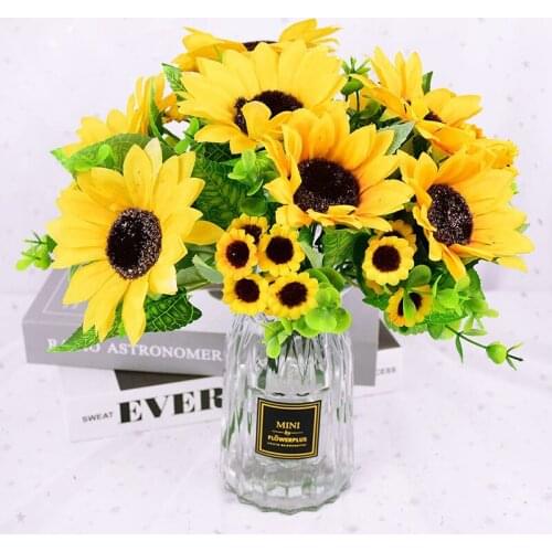 Artificial Sunflower Bouquet Silk Sunflower Fake DIY Wedding Bouquet Center Party Home Decoration Sunflower