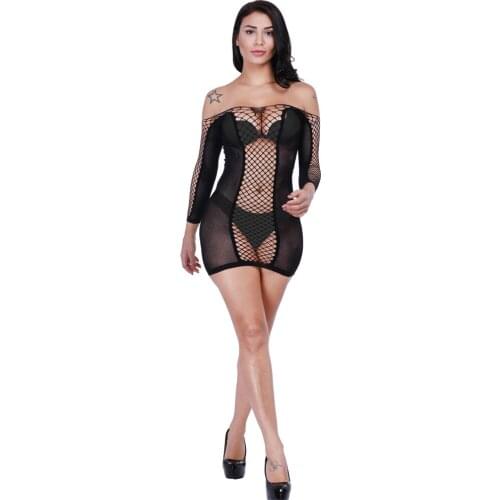 Italian New Popular Sexy Lace bodysuit lingerie Skirt Bag Hip Skirt Fishnet Clothes Hollow Sexy Temptation Long Sleeve W220
