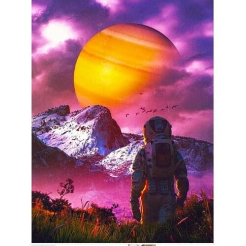 Outerspace diamond art painting astronaut mosaic embroidery moon picture puzzle stones stickers home decor needlework craft diy