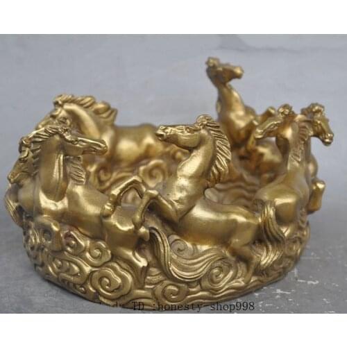Christmas brass success zodiac 8 horse lucky statue Ashtray Tobacco JarHalloween