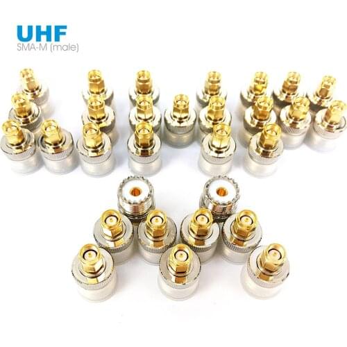 50 Pieces SMA Male to UHF Female RF SO239 PL259 Coaxial Coax Connector Adapter Jack For Yaesu Walkie Talkie Car Radio Antenna