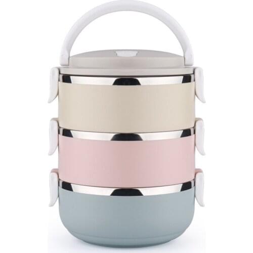 Creative Portable Luch Box 304 Stainless Steel Students Food Container Three Layer Rice Bowl Vegetable Bowls