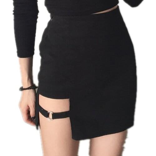 Summer Fashion Harajuku Korean Style Black Hip Skirts Sexy High Waist Bodycon Short Skirt Irregular Micro Mini gothic skirt
