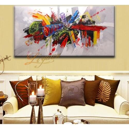 Top fashion hand-painted oil canvas on the color of modern murals living room decorative painting, abstract line art