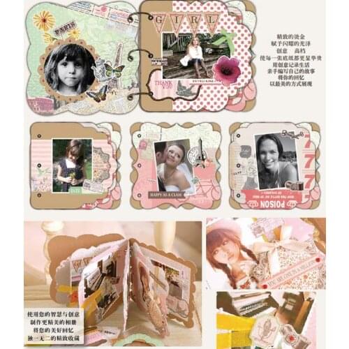 Hot DIY Scrapbook Albums Suit Childrens Girl Photo Albums Kit Sticker Wedding Ribbon Paper Scrapbooking Lover Photo Albums Set