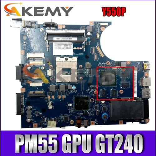 Akemy For Lenovo Y550P Laptop Motherboard LA-5371P Motherboard PM55 GPU GT240 DD3 Tested 100% Work Free CPU