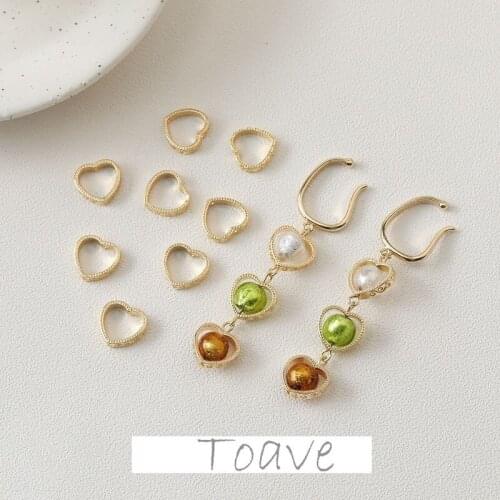 Copper-plated real gold color-preserving love peach heart hollow straight hole beaded jewelry material accessories