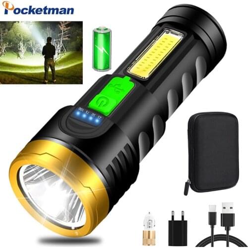 30000LM Powerful Flashlight Long Range Flashlight COB Side Light Torch USB Rechargeable Flashlight Waterproof Torch for Camping