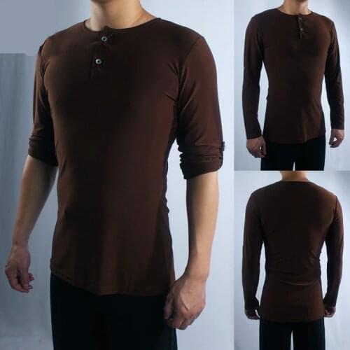Adult MenS Latin Dance Tops More Color Long Sleeves Practice Clothes For Ballroom Samba Flamenco Performance Shirt Large Size
