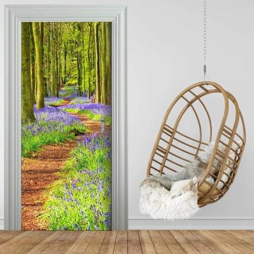 Door Mural Forest Path Door Sticker Wallpaper 3d mural Wall Print Decal Wall Deco Wall Mural Photo self adhesive door wrap