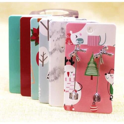 Newest 50Pcs Printed dangling earring package Card 5*9cm marbling christmas design longer earring tag card card