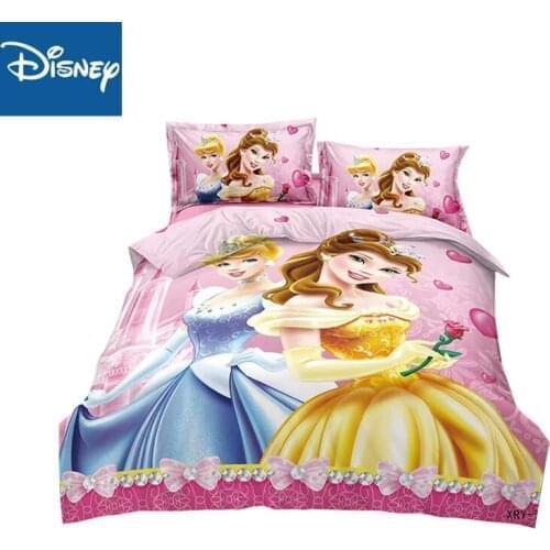 Disney princess twin size bedding set for girls bedroom decor duvet covers single fitted sheet 3-4pcs home textile free shipping